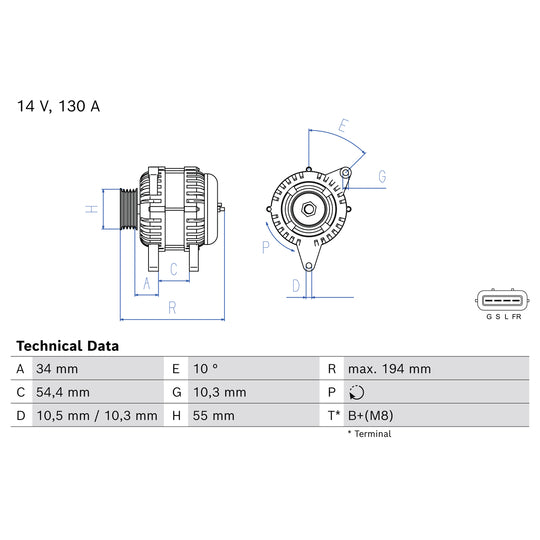 0 986 085 180 Alternator