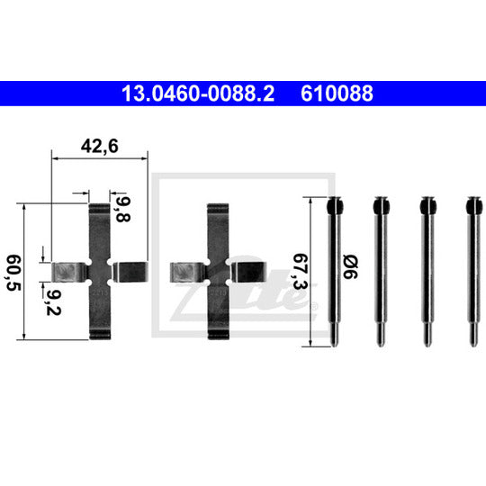 13.0460-0088.2 Accessory Kit, disc brake pad