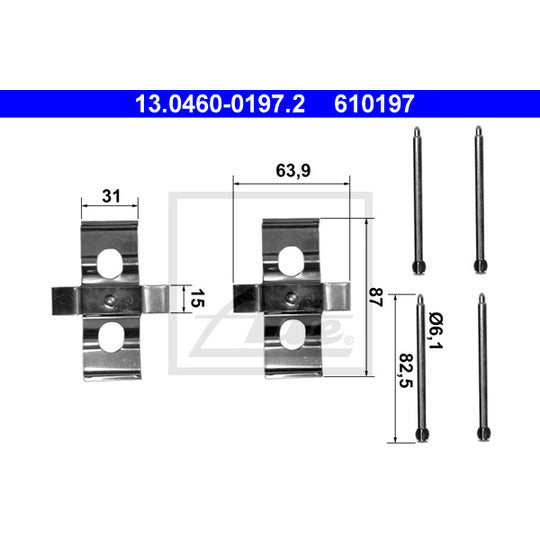 13.0460-0197.2 Accessory Kit, disc brake pad