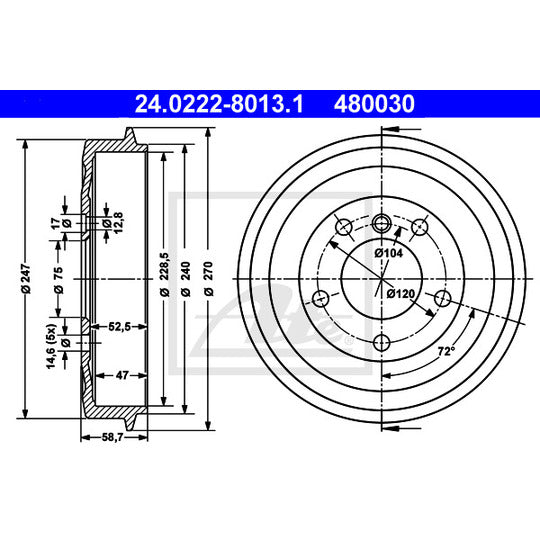 24.0222-8013.1 Brake Drum