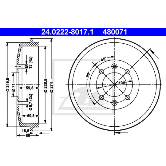 24.0222-8017.1 Brake Drum