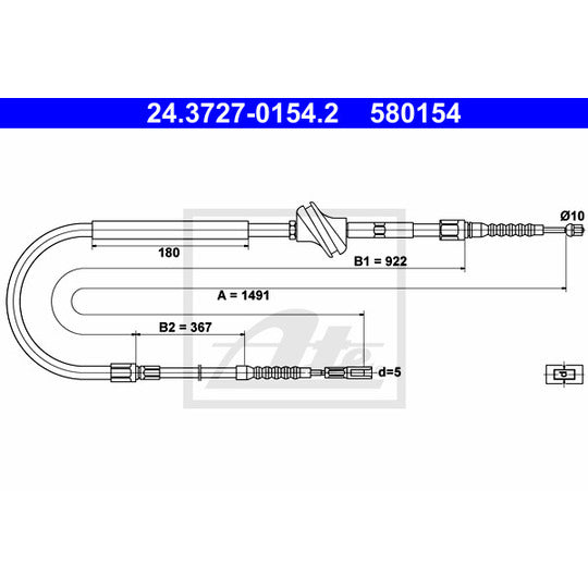 24.3727-0154.2 Cable, parking brake