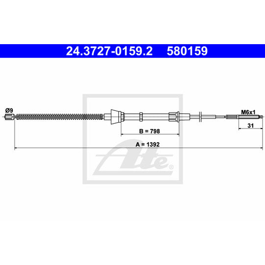24.3727-0159.2 Cable, parking brake