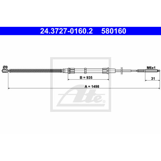 24.3727-0160.2 Cable, parking brake
