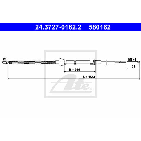 24.3727-0162.2 Cable, parking brake