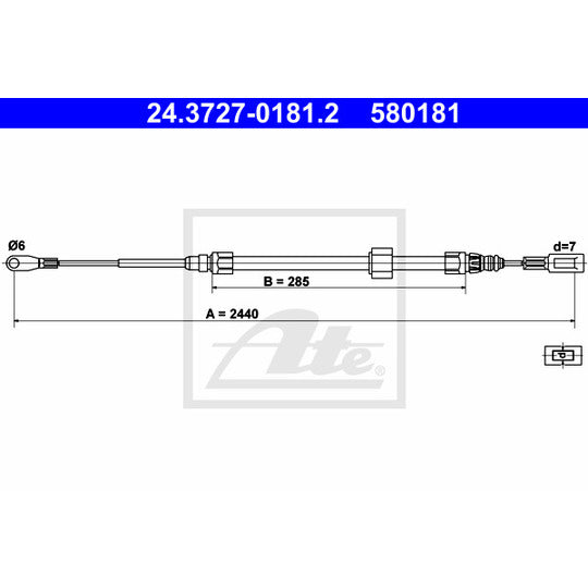 24.3727-0181.2 Cable, parking brake