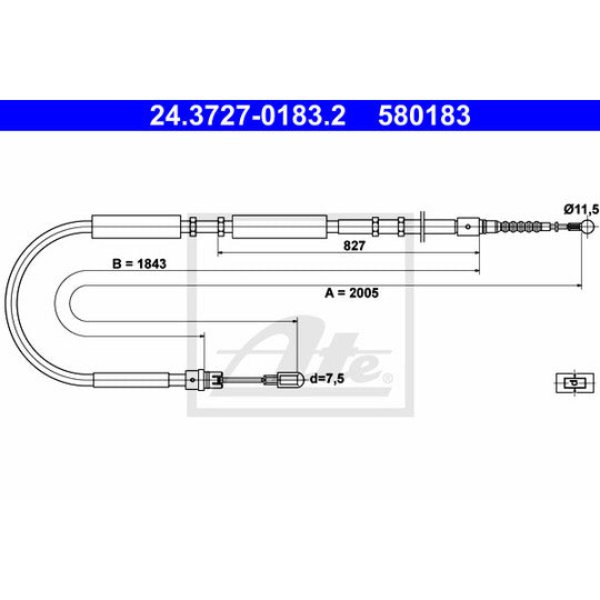 24.3727-0183.2 Cable, parking brake