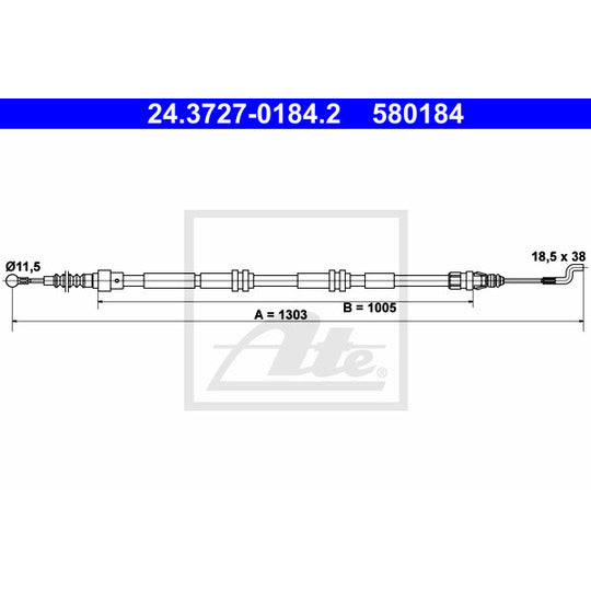 24.3727-0184.2 Cable, parking brake