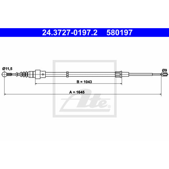 24.3727-0197.2 Cable, parking brake