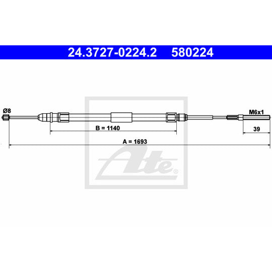 24.3727-0224.2 Cable, parking brake
