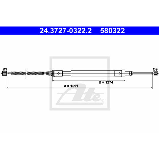24.3727-0322.2 Cable, parking brake