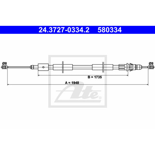 24.3727-0334.2 Cable, parking brake