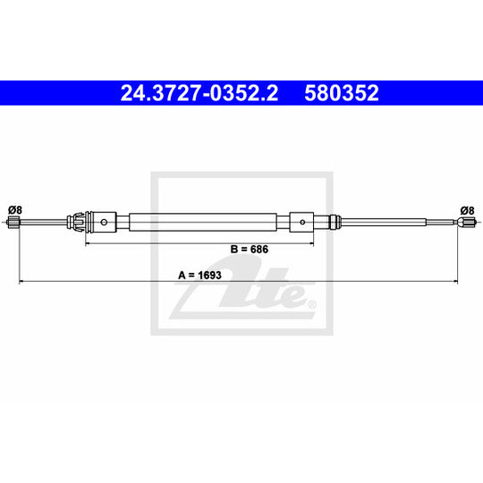 24.3727-0352.2 Cable, parking brake