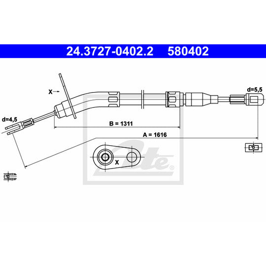 24.3727-0402.2 Cable, parking brake