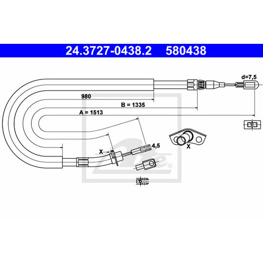 24.3727-0438.2 Cable, parking brake