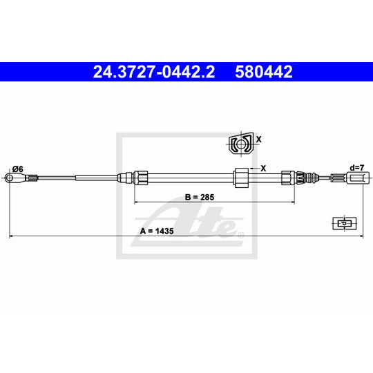 24.3727-0442.2 Cable, parking brake