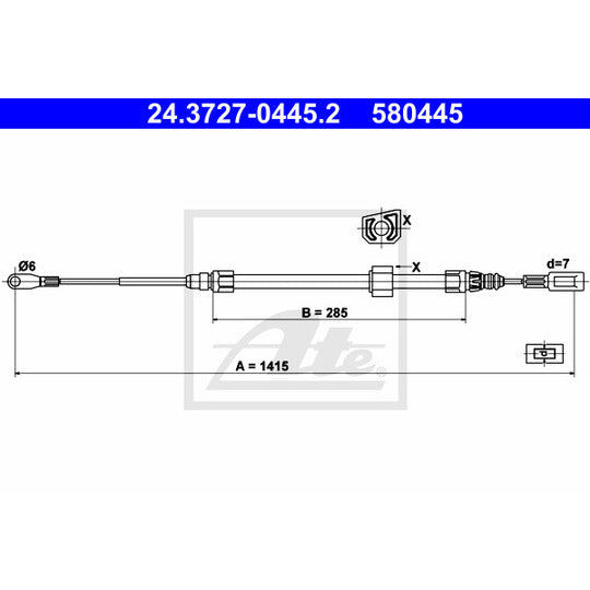 24.3727-0445.2 Cable, parking brake