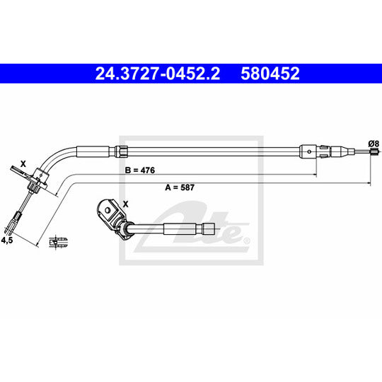 24.3727-0452.2 Cable, parking brake