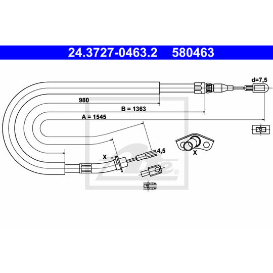 24.3727-0463.2 Cable, parking brake