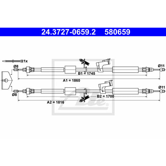 24.3727-0659.2 Cable, parking brake