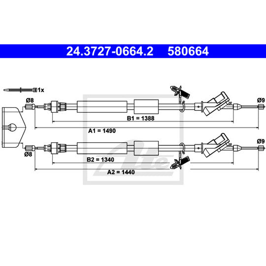 24.3727-0664.2 Cable, parking brake