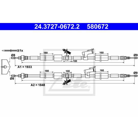 24.3727-0672.2 Cable, parking brake
