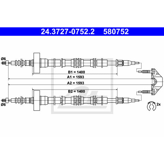 24.3727-0752.2 Cable, parking brake
