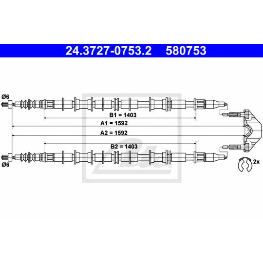 24.3727-0753.2 Cable, parking brake