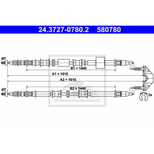 24.3727-0780.2 Cable, parking brake