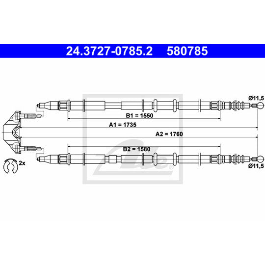 24.3727-0785.2 Cable, parking brake
