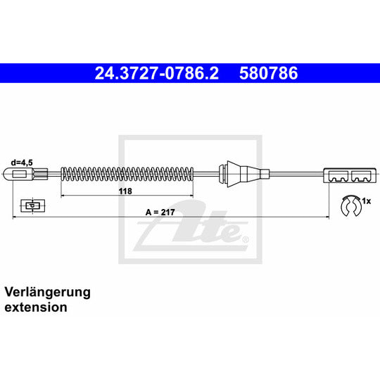 24.3727-0786.2 Cable, parking brake