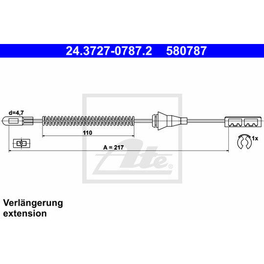 24.3727-0787.2 Cable, parking brake