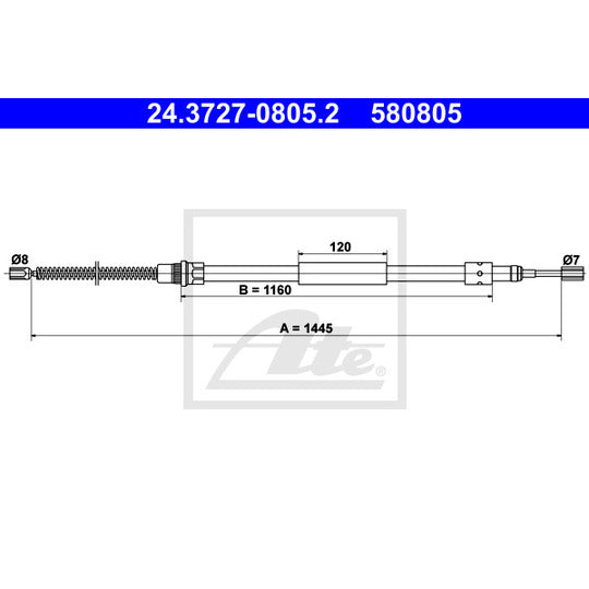 24.3727-0805.2 Cable, parking brake