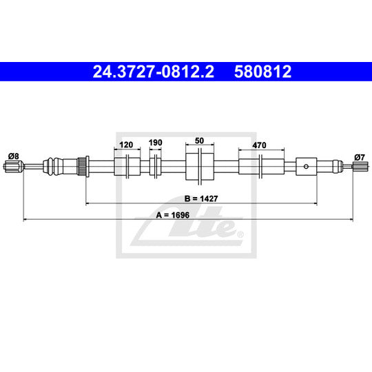 24.3727-0812.2 Cable, parking brake