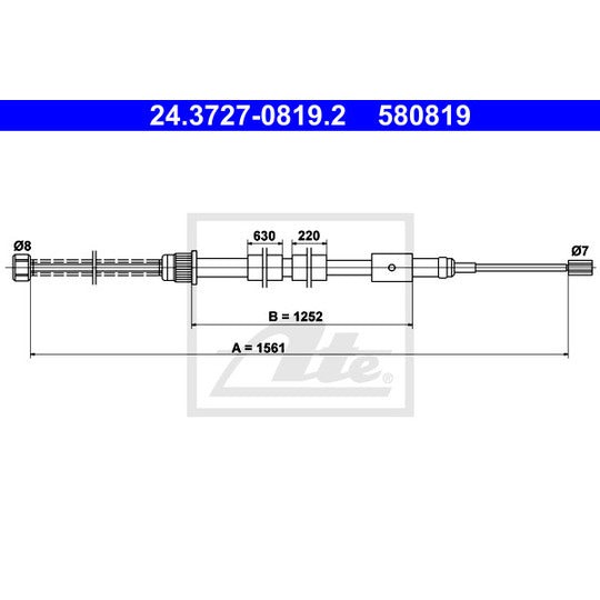 24.3727-0819.2 Cable, parking brake