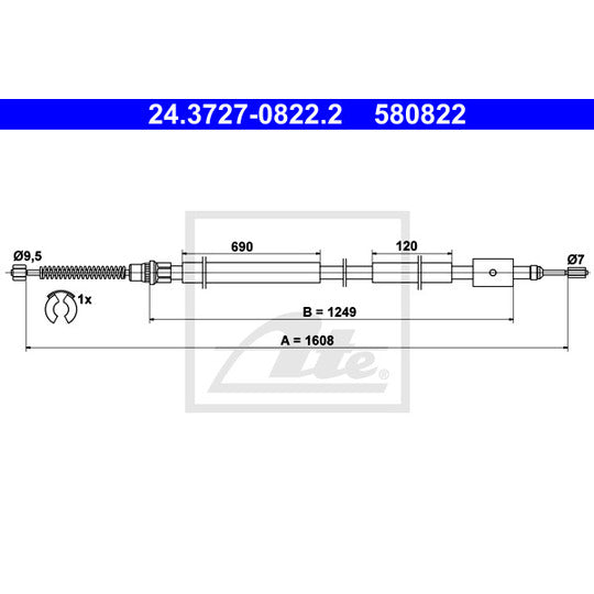 24.3727-0822.2 Cable, parking brake