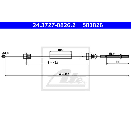 24.3727-0826.2 Cable, parking brake