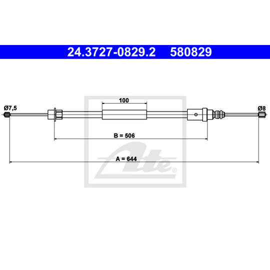 24.3727-0829.2 Cable, parking brake