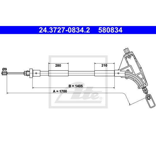 24.3727-0834.2 Cable, parking brake