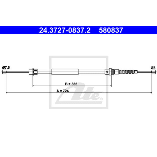 24.3727-0837.2 Cable, parking brake