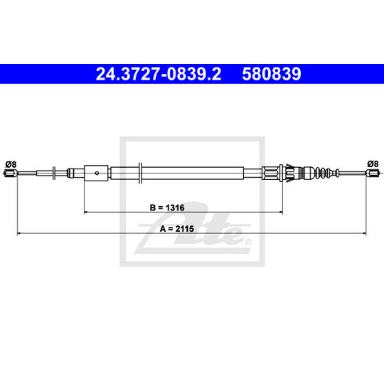 24.3727-0839.2 Cable, parking brake