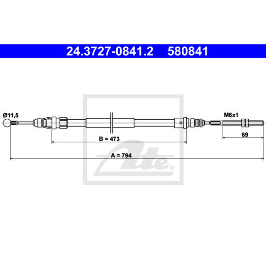 24.3727-0841.2 Cable, parking brake