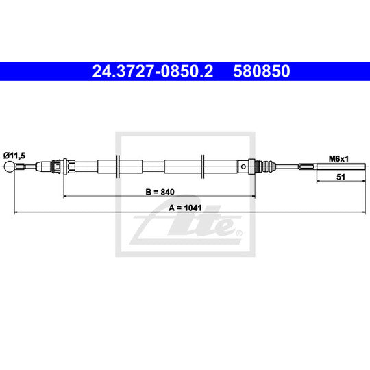 24.3727-0850.2 Cable, parking brake