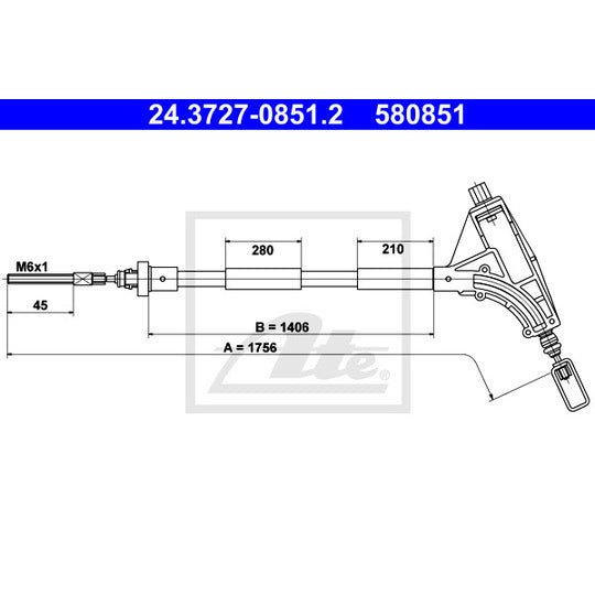 24.3727-0851.2 Cable, parking brake