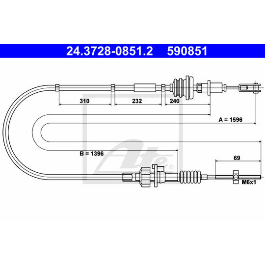 24.3728-0851.2 Clutch Cable