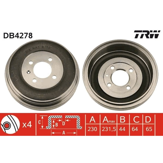 DB4278 Brake Drum