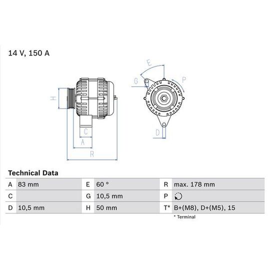 0 986 041 550 Alternator