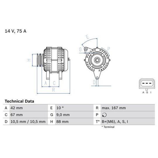 0 986 080 390 Alternator