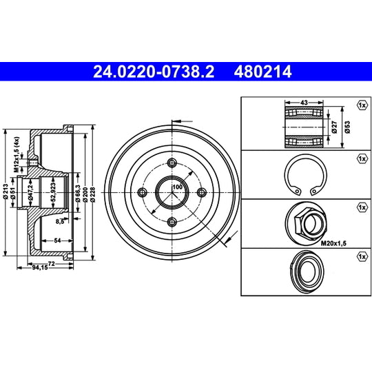 24.0220-0738.2 Brake Drum