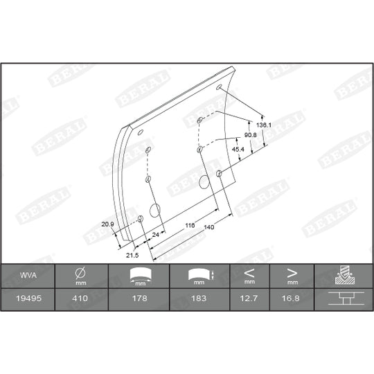 KBL19495.1-1575 Brake Lining Kit, drum brake